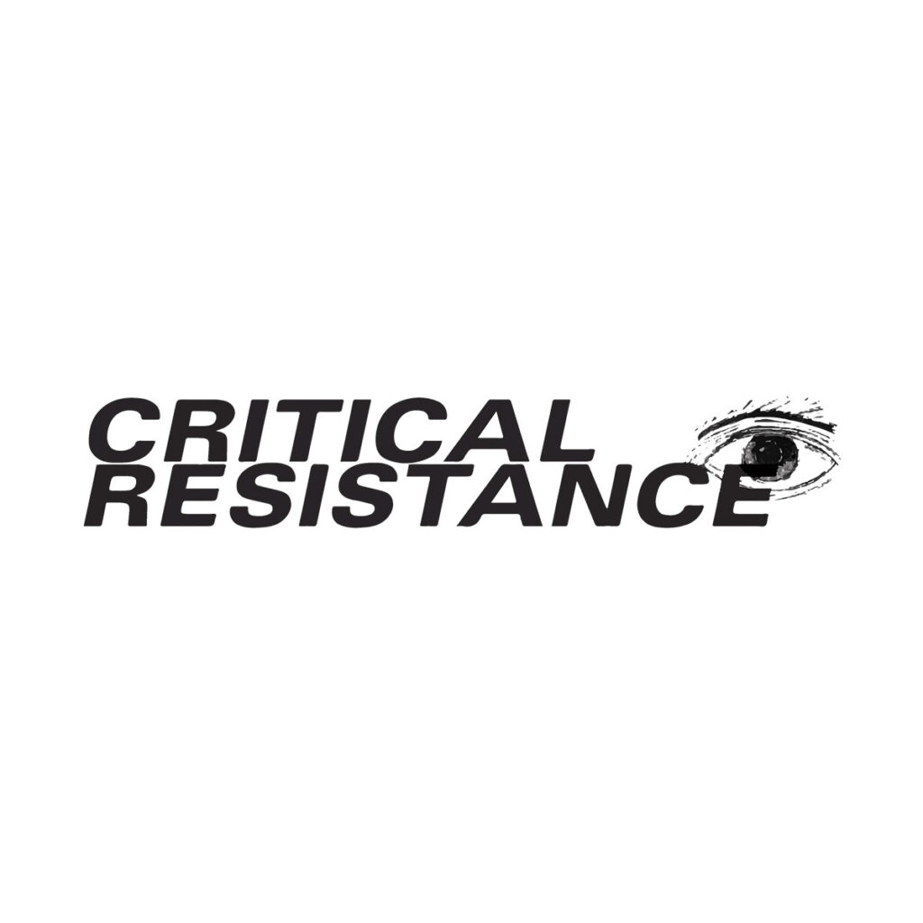 Critical Resistance logo: all caps black font says critical resistance and a drawing of an eye on the right hand side next to the words